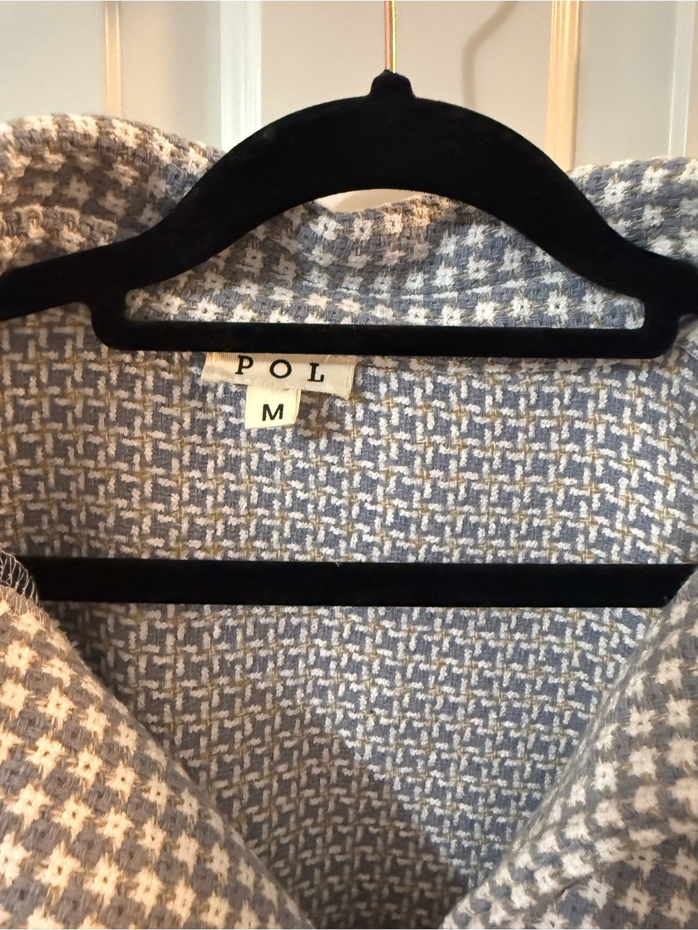 POL Patchwork Cardigan Jacket in Navy, Cream & Gray - Picture 2 of 4